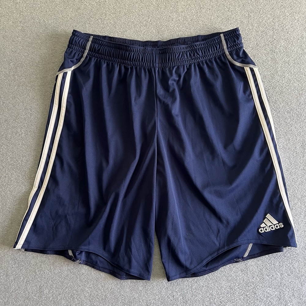 Vtg Adidas Soccer Shorts Mens XL Gym‎ Navy Blue Striped Clima365 Soccer Athletic